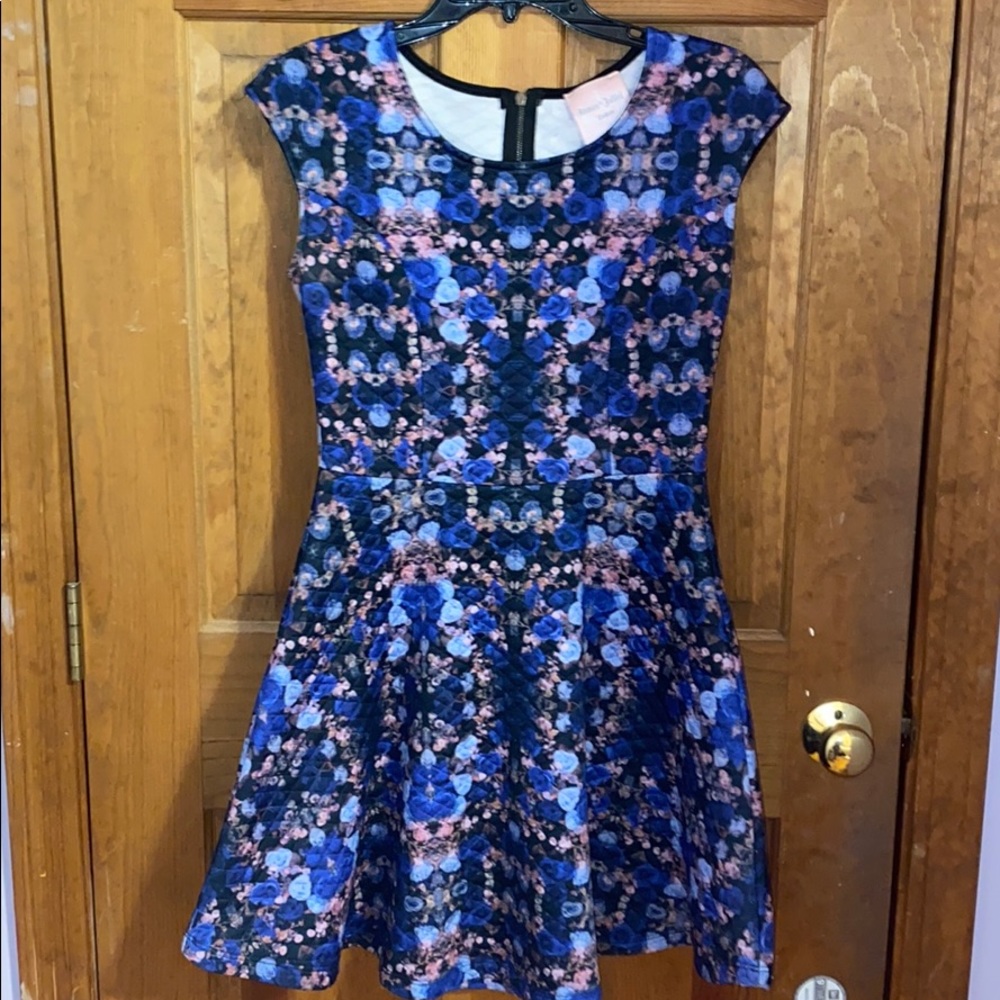 Pink + Blue Short Sleeve Dress